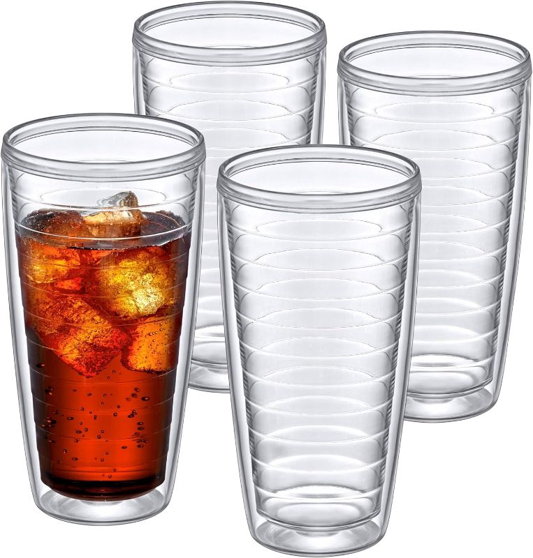 Photo 1 of Amazing Abby - Alaska - 24-Ounce Insulated Plastic Tumblers (Set of 4), Double-Wall Plastic Drinking Glasses, All-Clear Reusable Plastic Cups, BPA-Free, Shatter-Proof, Dishwasher-Safe
