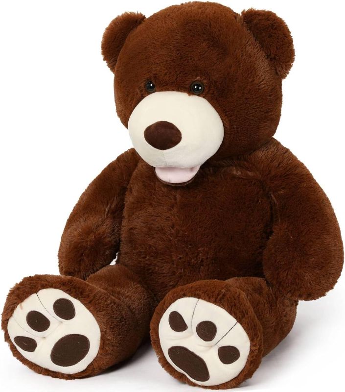 Photo 1 of DOLDOA 51in Big Teddy Bear Stuffed Animals with Footprints, Giant Teddy Bear for Baby Shower, Life Size Teddy Bear Plush Gift for Kids, Girlfriend, Dark Brown
