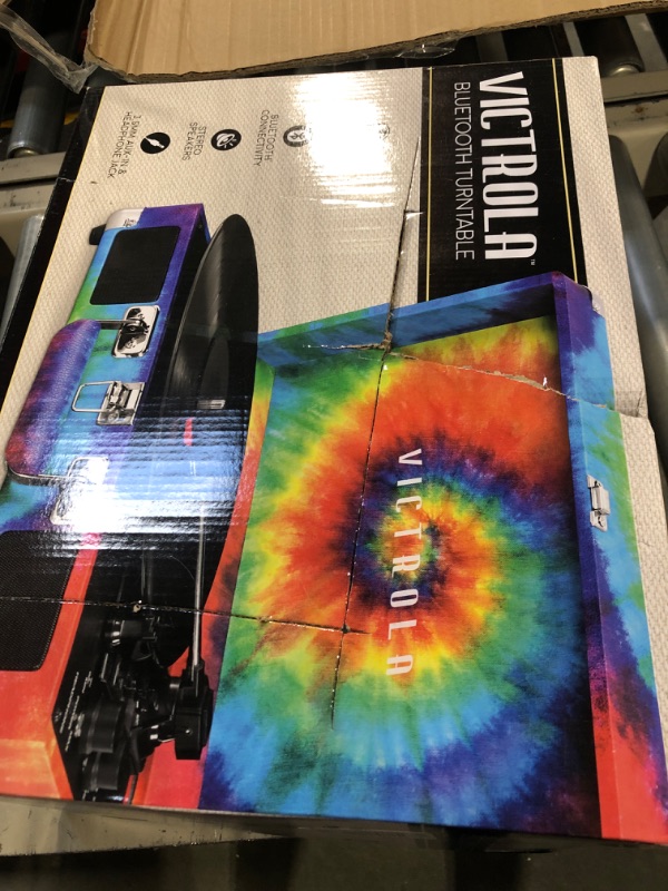 Photo 2 of Victrola Vintage 3-Speed Bluetooth Portable Suitcase Record Player with Built-in Speakers | Upgraded Turntable Audio Sound| Includes Extra Stylus | Tie Dye, 1SFA (VSC-550BT-TDY) Tie Dye Record Player