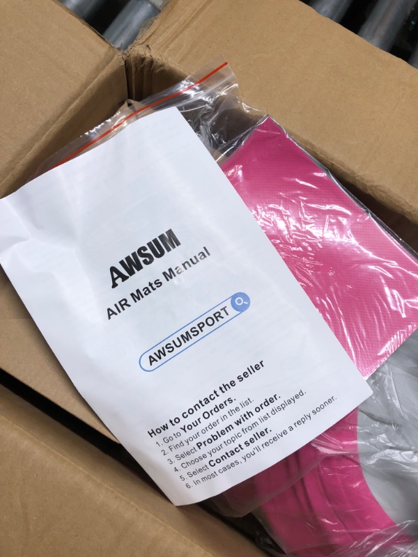 Photo 1 of AWSUM Inflatable Air Gymnastics Mat 10ft/13ft/16ft/20ft/23ft Training mat 4/8 inches Thick tumbling mat with Electric Pump for Home/Gym/Outdoor 6.6ft*3.3ft*4in(2*1*0.1M) Pink/Pink