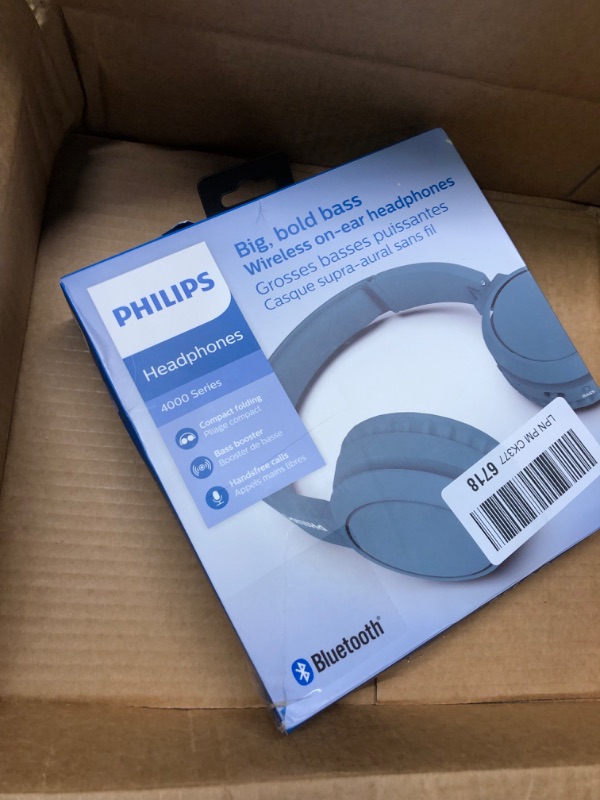 Photo 3 of PHILIPS H4205 On-Ear Wireless Headphones with 32mm Drivers and BASS Boost on-Demand, Blue Blue One-Size