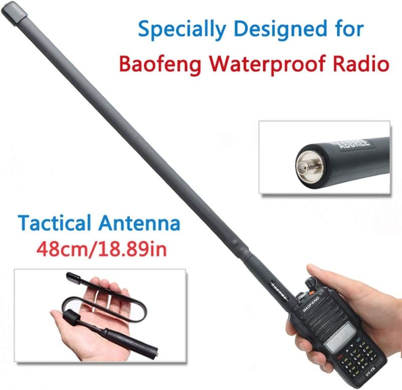 Photo 1 of ABBREE Foldable CS Tactical SMA-Female Connector Dual Band VHF UHF 144/430Mhz Antenna for Baofeng UV-9R UV-9R Plus UV-9R PRO UV-9G UV-82WP UV-XR Plus UV-S9Plus GT-3WP UV-5RWP Waterproof Two Way Radio

