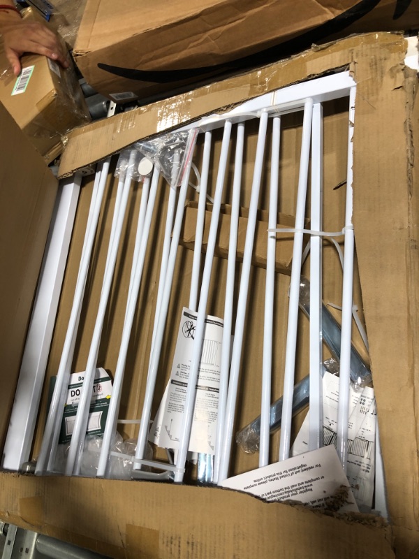 Photo 1 of Mom's Choice Award Winner-BABELIO 29-55 Inch Extra Wide Baby Gate, Metal Dog Gate, Pressure Mounted Pet Gate for Stairs & Doorways, NO Tools Needed NO Drilling, with Y Threaded Spindle Rods, White 29-55 Inch (Pack of 1) White
