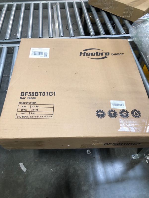 Photo 1 of HOOBRO Bar Table, Height-Adjustable Round Pub Table 27-35.4 Inches, Cocktail Table with Base, Modern Style, Suitable for Living Room, Dining Room, Bistro, Rustic Brown BF58BT01G1