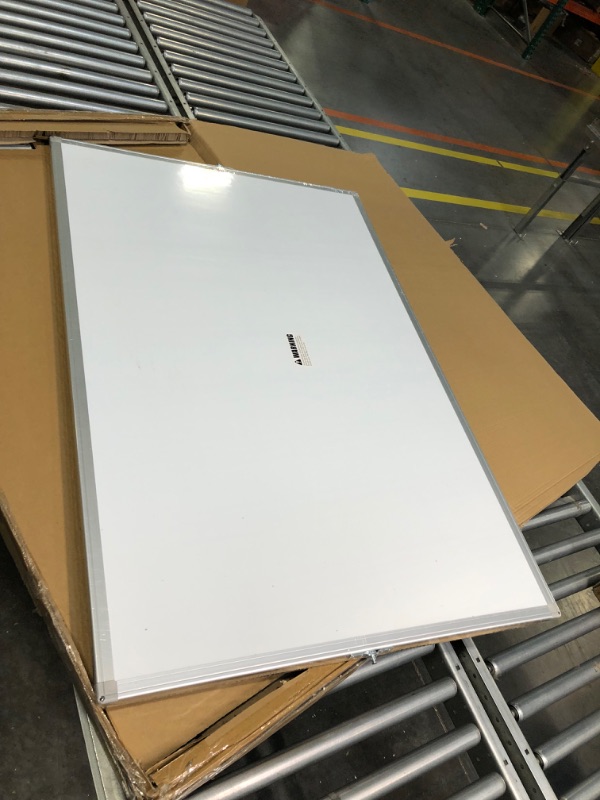 Photo 3 of Rolling Whiteboard Dry Erase Board on Wheels with Stand 48x32" Large, Portable, Double Sided Mobile Whiteboard on Wheels with Magnetic Eraser, Ruler, 2 Gridding Tapes, 12 Pin Magnets for Home Office 48" x 32" inches