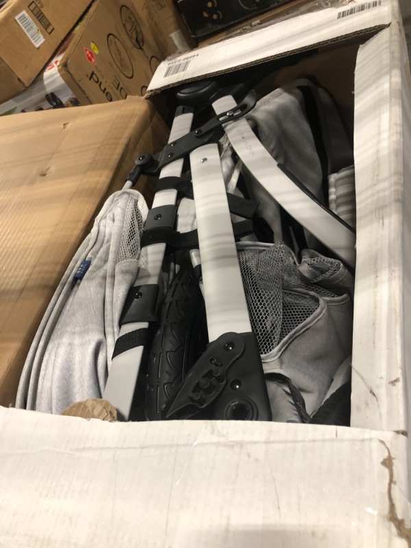 Photo 1 of babyGap Trek Jogging Stroller - Lightweight Jogging Stoller with Extendable Canopy & Reclining Seat - Includes Car Seat Adapter - Made with Sustainable Materials, Grey Stripes