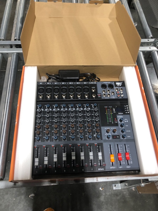 Photo 3 of RibasuBB 8 Channel Audio Mixer, Professional Audio Mixer Sound Board Console System Interface 8 Channel with MP3 Player+USB Bluetooth 48V Phantom Power Source Usb Power Stereo DJ Studio Streaming