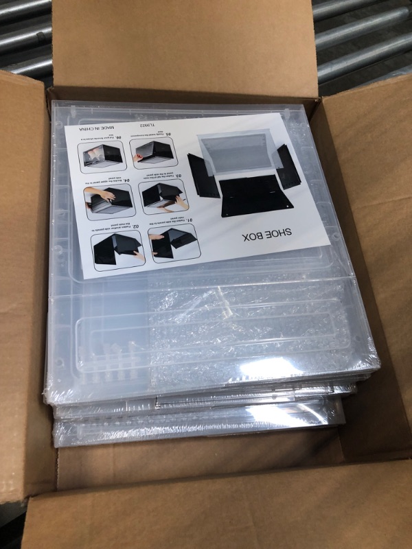 Photo 1 of Attelite Drop Front Shoe Box,Set of 6,Stackable Plastic Shoe Box with Clear Door, As Shoe Storage Box and Clear Shoe Box,For Display Sneakers,Easy Assembly,Fit up to US Size 12(13.4”x 10.6”x 7.4”)