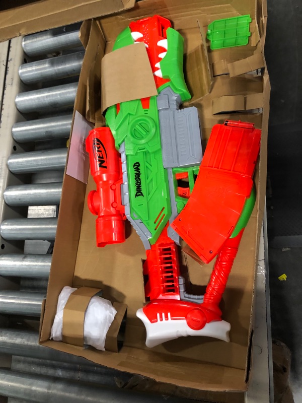 Photo 1 of NERF DinoSquad Rex-Rampage Motorized Dart Blaster, 10-Dart Clip, 20 Official Darts, 10-Dart Storage- T-Rex Dinosaur Design
