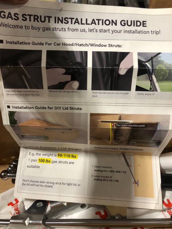 Photo 4 of PAMAGOO 23 inch Gas Strut 200 lbs 890 N Per Prop, ??? ? Gas Spring Shock with L-Type Mounts for Heavy Duty Bed, Box Lid, Window, Basement Floor Door(??? ???-??? ??? ???????) 200 lbs 23 in