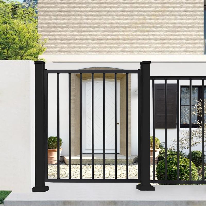 Photo 1 of Guardian Steel Outdoor Metal Fence Gates Anti-Rust Garden Gate Kit for Outside Fencing Easy Installation Kit, for Residential, Outdoor, Yard, Patio, Entry Way (2-3/4 ft. x 2-2/3 ft.(Black))