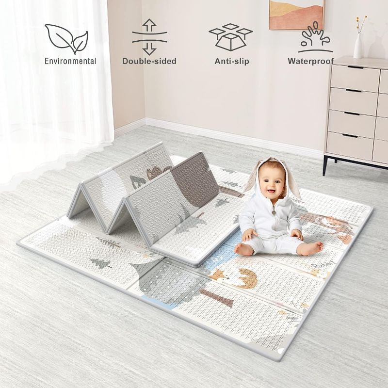 Photo 1 of Fodoss Baby Play Mat, 47x47inch Play Mat, 0.4 in Thick Waterproof Playmat for Babies, Foldable Play Mat for Small Baby Playpen, Small Spaces