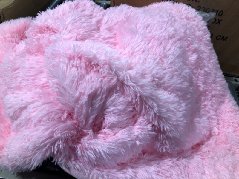 Photo 2 of 
FlySheep Luxury Faux Fur Twin Size Comforter Set Shaggy Velvet Cute Pink Long Hair, Plush Sherpa Backing Reversible Bedding Set Warm for Winter