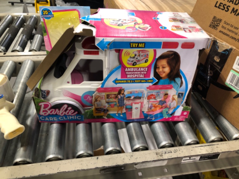 Photo 3 of ???Barbie Playset with 20+ Accessories, Emergency Vehi??cle Transforms into 2+ Foot Hospital with Lights and Sounds, Care Clinic???????? Standard