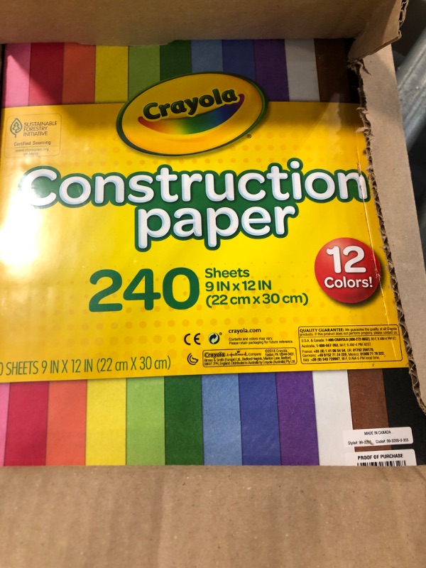 Photo 3 of Crayola Construction Paper (240ct), 12 Assorted Colors, Kids Arts & Crafts Paper, Gifts for Kids, Classroom Supplies for Teachers