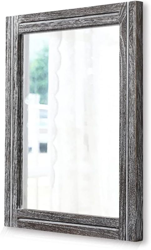 Photo 1 of AAZZKANG Rustic Mirror Wood Framed Wall Mirror Rectangle Bedroom Bathroom Farmhouse Decorative Hanging Mirror