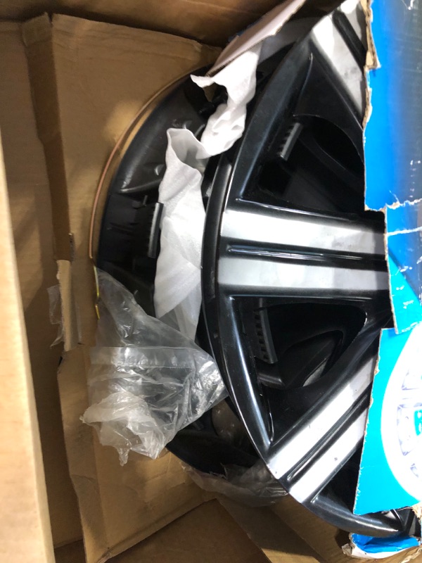 Photo 1 of AIBILUEOS Automotive Hubcap 15 Inch Silver & Black Universal Wheel Covers for Cars - Set of 4 - Fits Most Cars