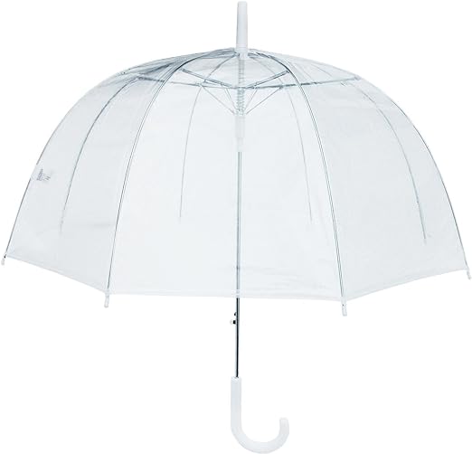 Photo 1 of (6 Pack) 46" Adult Clear Bubble Rain Umbrella Manual Open Fashion Dome Shaped European Hook Handle