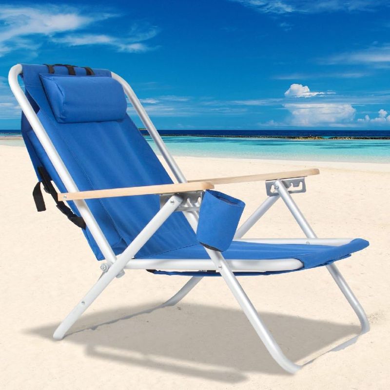 Photo 1 of Backpack Beach Chair Folding Portable Chair Blue Solid Construction Camping New