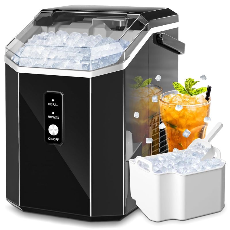 Photo 1 of AGLUCKY Nugget Ice Maker Countertop, Portable Pebble Ice Maker Machine with Handle, 35lbs/24H, One-Click Operation,Pellet Ice Maker for Home/Kitchen/Office(Black)