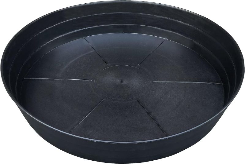 Photo 1 of 25 Inch Extra Large Planter Saucer, Extra-Deep 4.25 in Black Drip Trays for Flower Pot, Heavy Duty Drainage Tray Indoors No Holes, Plastic Plant Plate Water Catcher for Pots Base 19 20 21 22 in