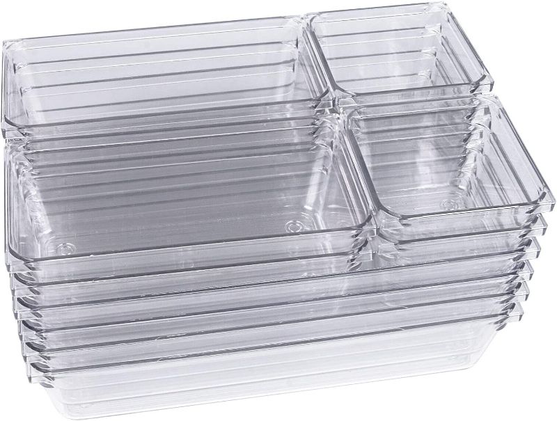 Photo 1 of 14 Pcs of Clear Plastic Drawer Organizer Storage Tray, Tableware Cosmetic