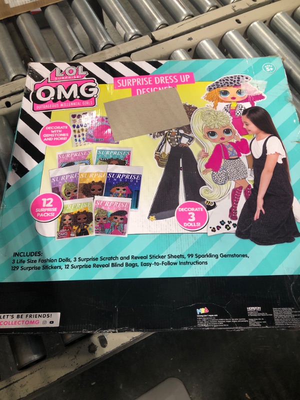 Photo 2 of LOL Surprise OMG Surprise Dress Up Designer Kit by Horizon Group USA, Mix & Match Stickers & Gemstones to Create Trendy Looks on 3 Life-Sized Dolls. Includes 12 Surprise Accessory Packs & More Jumbo Dress Up Dolls