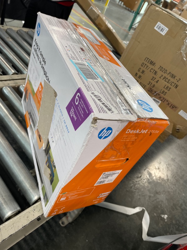 Photo 1 of HP DeskJet 2755e Wireless Color All-in-One Printer with bonus 6 months Instant Ink (26K67A), white