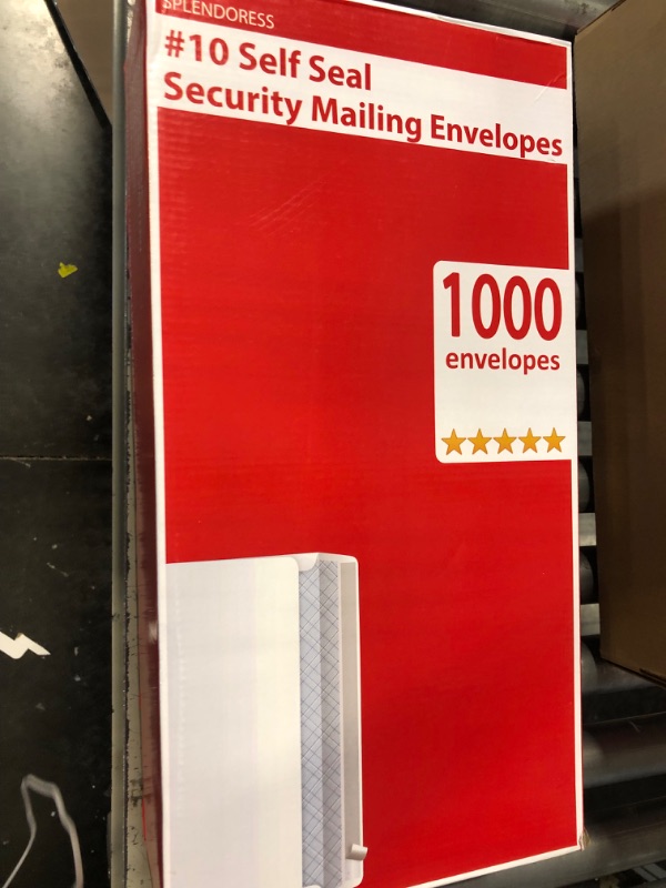 Photo 2 of 1000#10 Envelopes Letter Size - Self Seal Security Mailing Envelopes -Business White Tinted Peel and Seal -Pack Windowless, Legal Size Regular Plain Envelopes 4-1/8 x 9-1/2 Inches - 24 LB 1,000 Count