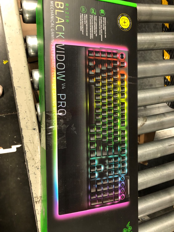 Photo 2 of Razer BlackWidow V4 Pro Wired Mechanical Gaming Keyboard: Yellow Mechanical Switches - Linear & Silent - Doubleshot ABS Keycaps - Command Dial - Programmable Macros - Chroma RGB - Magnetic Wrist Rest Yellow Switches - Linear & Silent