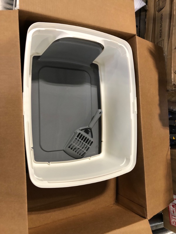 Photo 3 of Amazon Basics Tall Open Top Cat Litter Box with High Sides and Cat Litter Scoop