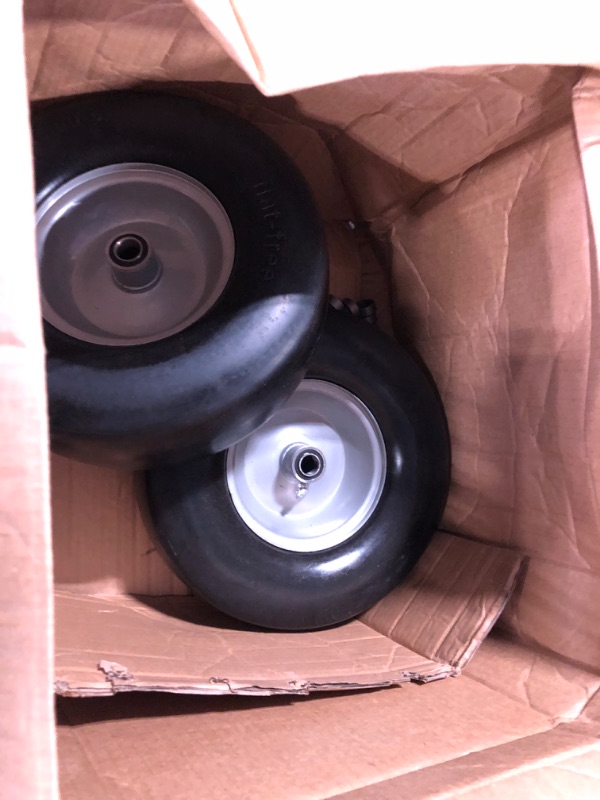 Photo 3 of 13x5.00-6 flat free tire and wheel, Zero-Turn Mower Front Solid Tire Assembly for Riding Lawn Mower Garden Tractor,3/4" Grease Bushing with Extra 5/8" Bushing,3.25"- 5.9" Center Hub (2 Pack)