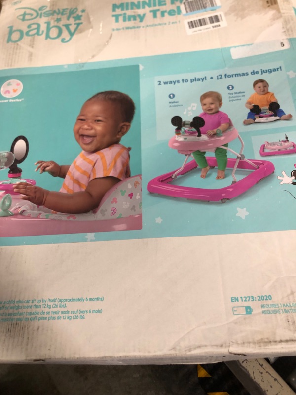 Photo 2 of Disney Baby Minnie Mouse 2-in-1 Forever Besties Baby Walker - Easy Fold Frame and Removable Toy Station, Age 6 Months+ Minnie Forever Besties