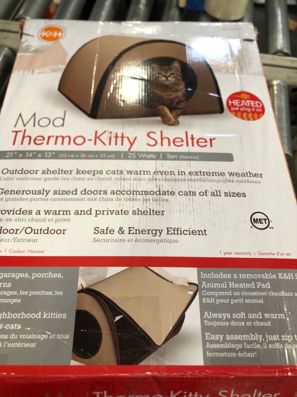 Photo 2 of K&H Pet Products Thermo Mod Kitty Shelter Waterproof Outdoor Heated Cat House Tan