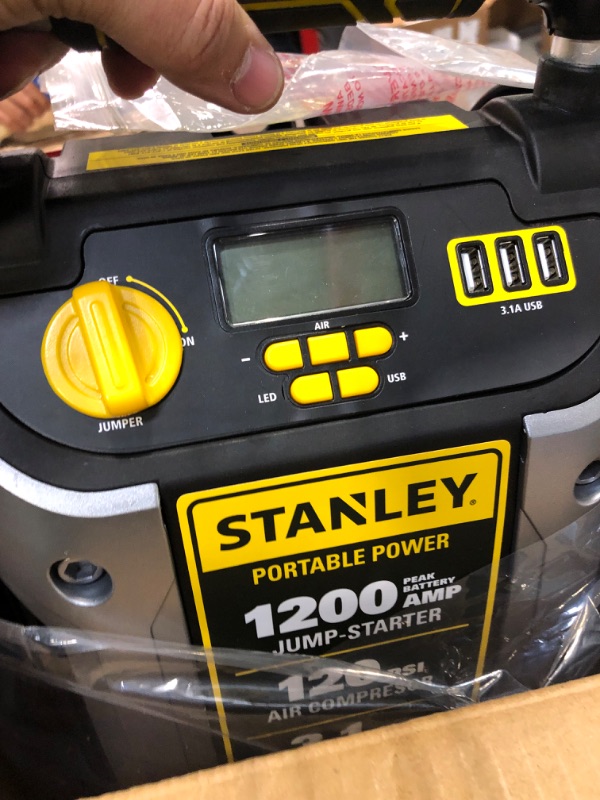 Photo 4 of STANLEY J5C09D Digital Portable Power Station Jump Starter: 1200 Peak/600 Instant Amps, 120 PSI Air Compressor, 3.1A USB Ports, Battery Clamps 1,200 Peak Amps