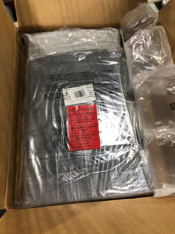 Photo 1 of mDesign Large Fabric Stackable Closet Organizer Box, Clear Window/Lid - Bedroom, Office, Bathroom, Mudroom Organization, Shoe, Sweater, Clothes Storage, 6 Pack, Gray Herringbone Gray Herringbone Pack of 6