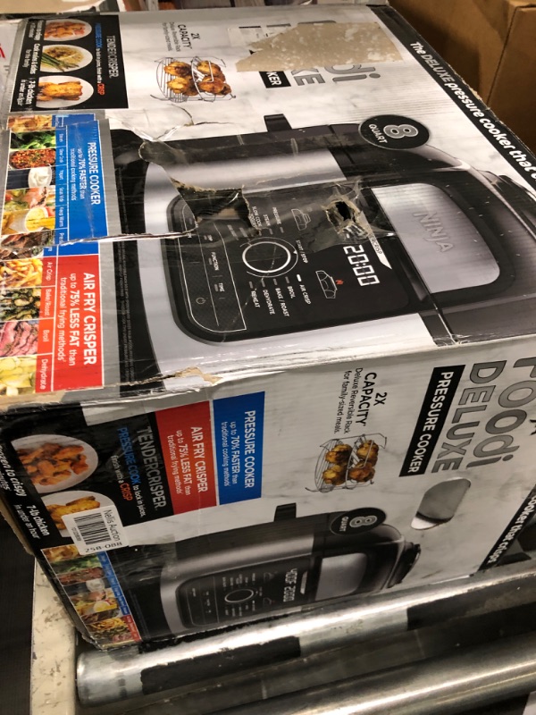 Photo 1 of Ninja FD401 Foodi 12-in-1 Deluxe XL 8 qt. Pressure Cooker & Air Fryer that Steams, Slow Cooks, Sears, Sautés, Dehydrates & More, with 5 qt. Crisper Basket, Deluxe Reversible Rack & Recipe Book, Silver 8 Quart 8-Quart/Stainless Steel Silver