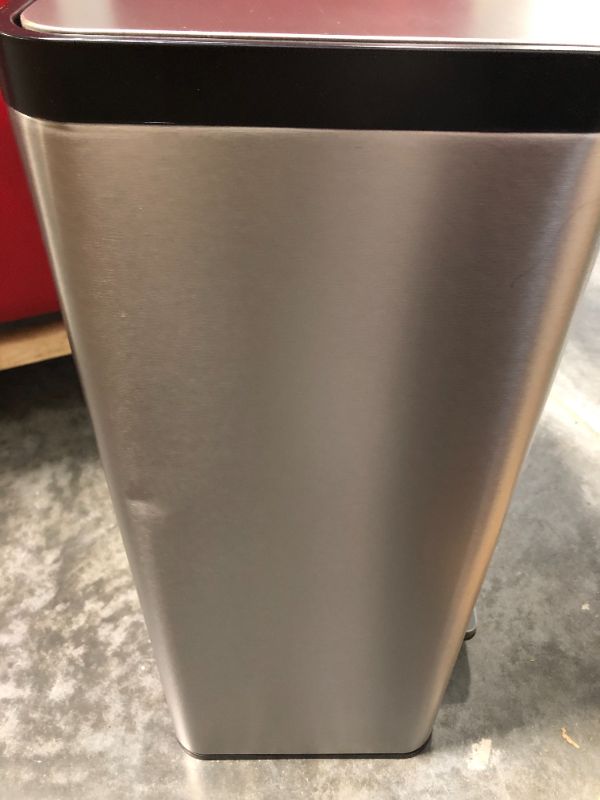 Photo 6 of ****HAS SEVERAL DENTS (See Photos)******Kohler 13 Gallon Hands-Free Kitchen Step, Trash Can with Foot Pedal, Quiet-Close Lid, Stainless Steel Stainless Steel Step Can