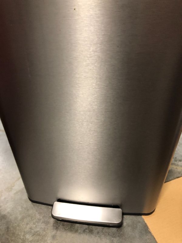 Photo 4 of ****HAS SEVERAL DENTS (See Photos)******Kohler 13 Gallon Hands-Free Kitchen Step, Trash Can with Foot Pedal, Quiet-Close Lid, Stainless Steel Stainless Steel Step Can