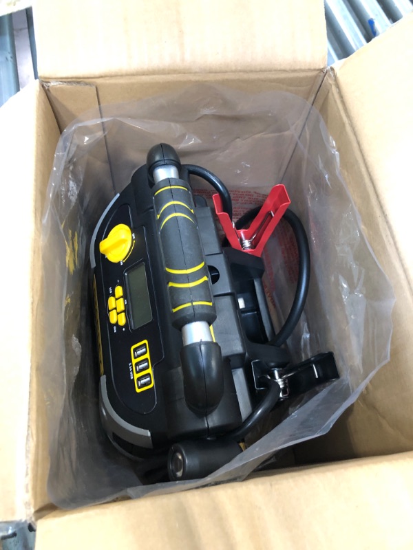 Photo 3 of STANLEY J5C09D Digital Portable Power Station Jump Starter: 1200 Peak/600 Instant Amps, 120 PSI Air Compressor, 3.1A USB Ports, Battery Clamps 1,200 Peak Amps