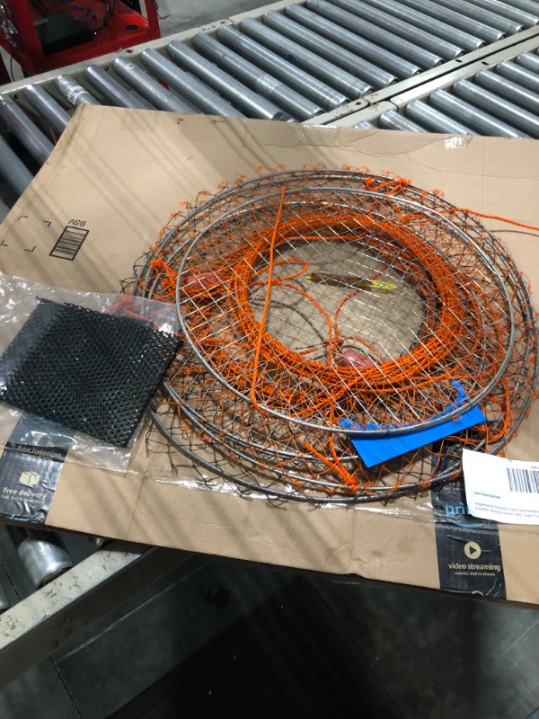 Photo 3 of Anglerbasics Portable Crab Trap,Foldable Crab Cage Crab Net,Fish Trap for Minnow, Crawfish, Shrimp,Lobster, Bait, Snare Trap Style5-Orange 19.69"x11.81"