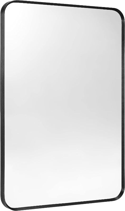 Photo 1 of 20"x28" Black Wall Mirror Rectangular Bathroom Mirror Wall Mount Vanity Mirror Home Decor Farmhouse Mirror for Bedroom,Living Room,Vanity,Entryway,Hallway Hanging Horizontally or Vertically Matte Black 20"x28"