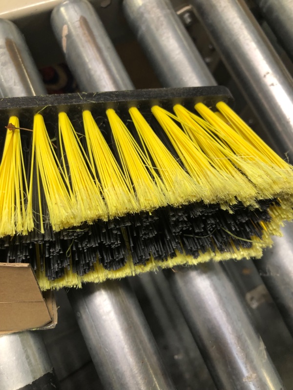 Photo 4 of 24 Inches Push Broom Outdoor Heavy Duty Broom with 63" Long Handle for Deck Driveway Garage Yard Patio Concrete Floor Cleaning Yellow Yellow 24 Inches Heavy Duty