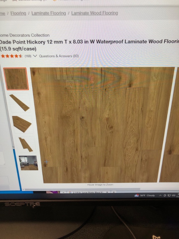 Photo 1 of Dade Point Hickory 12 mm T x 8.03 in W Waterproof Laminate Wood Flooring (15.9 sqft/case)