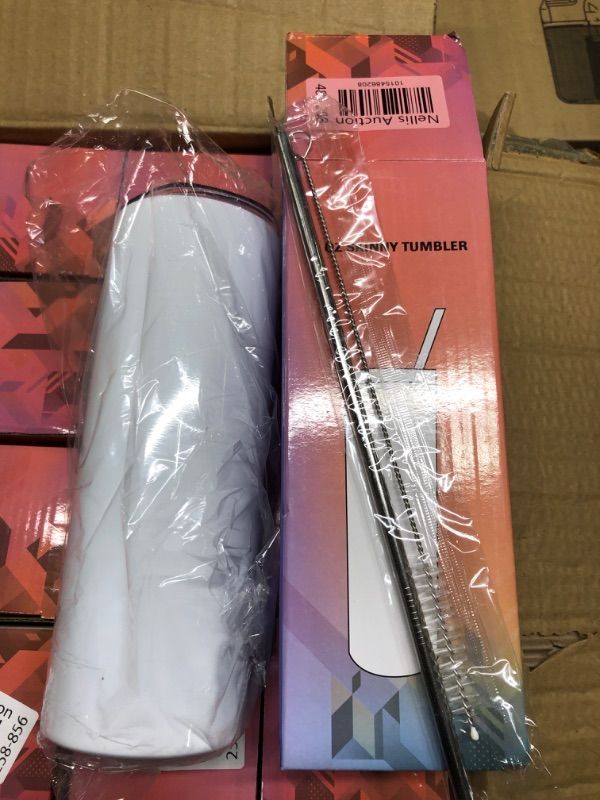 Photo 1 of BAUMFEUER 1 Pack Sublimation Tumblers bulk 20 OZ Straight Skinny Stainless Steel Double Wall Insulated Sublimation Water Bottles Blank with Lid, Individually Box, for Heat Transfer Press