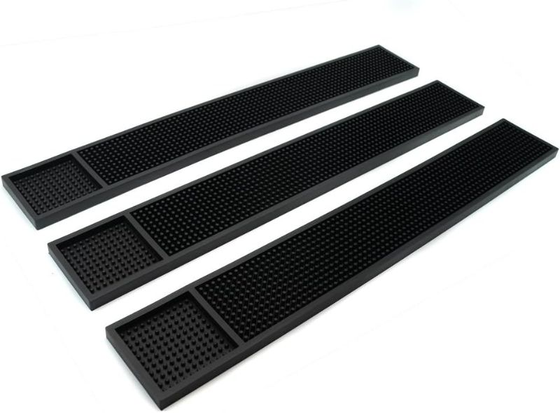 Photo 1 of BARsics Rubber Bar Service Mat for Counter Top 24" x 3.5" (Black 3-Pack)