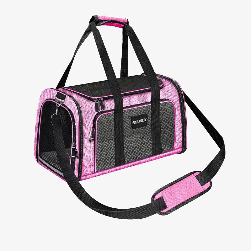 Photo 1 of  Cat Carriers Airline Approved Pet Carrier for Small Medium Dogs Cats Puppies Collapsible Soft Sided Travel Puppy Carrier Bag (Medium, Pink)