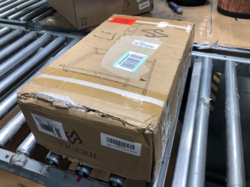 Photo 1 of VICERII Double Clothing Rack, 55.51 Inch Garment Rack with Wheels and Bottom Shelf, 130LB Capacity Heavy Duty Rolling Clothes Racks for Hanging Clothes, Coats, Shirts, Sweaters, Skirts, White White Double