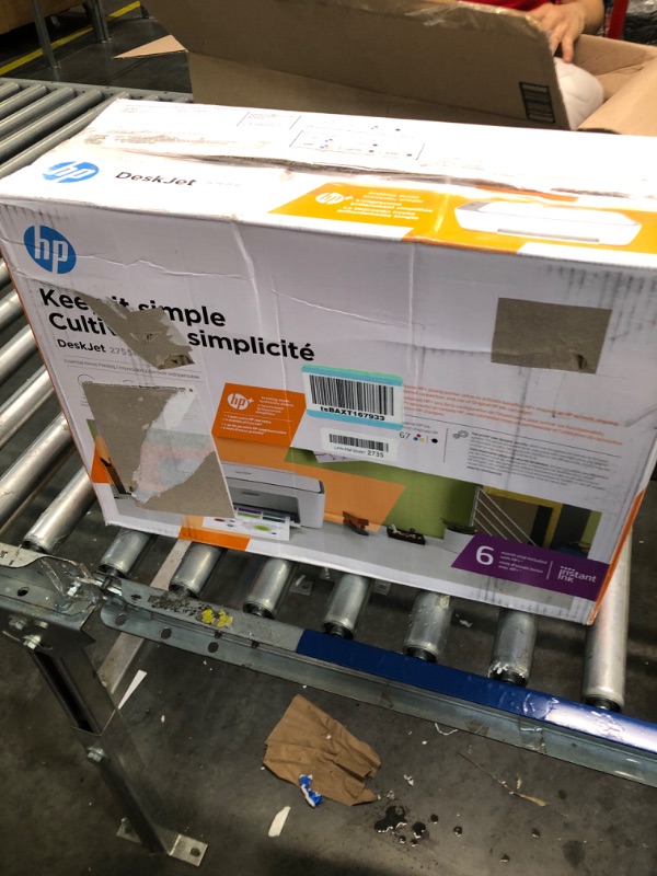 Photo 1 of HP DeskJet 2755e Wireless Color All-in-One Printer with bonus 6 months Instant Ink (26K67A), white