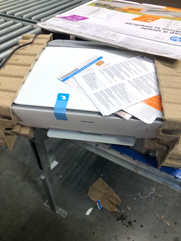 Photo 1 of HP DeskJet 2755e Wireless Color All-in-One Printer with bonus 6 months Instant Ink (26K67A), white